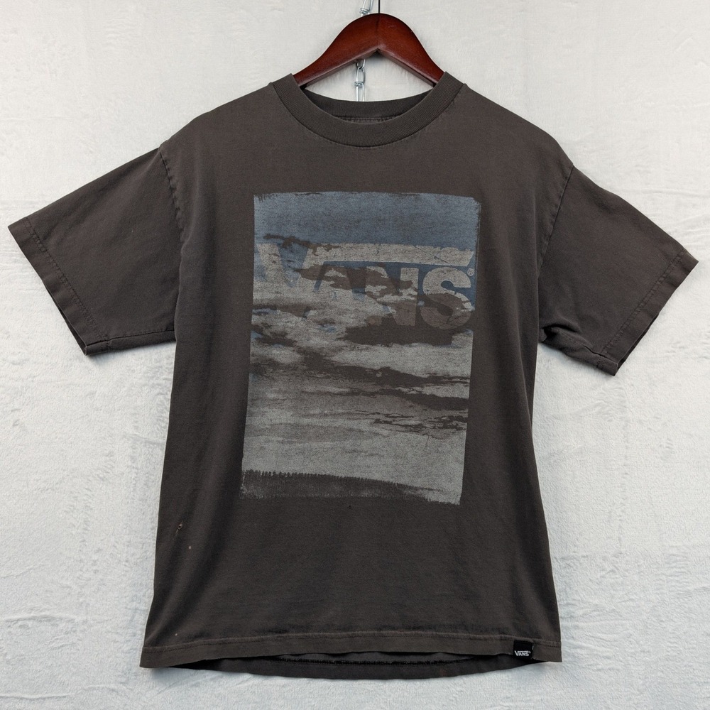 VTG Vans T-Shirt Men's M Charcoal Gray Sky Landscape Skate Streetwear Y2K